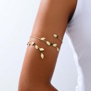 Elegant Gold Leaf Arm Cuff Roman Inspired Upper Arm Bracelet Gold Arm Band